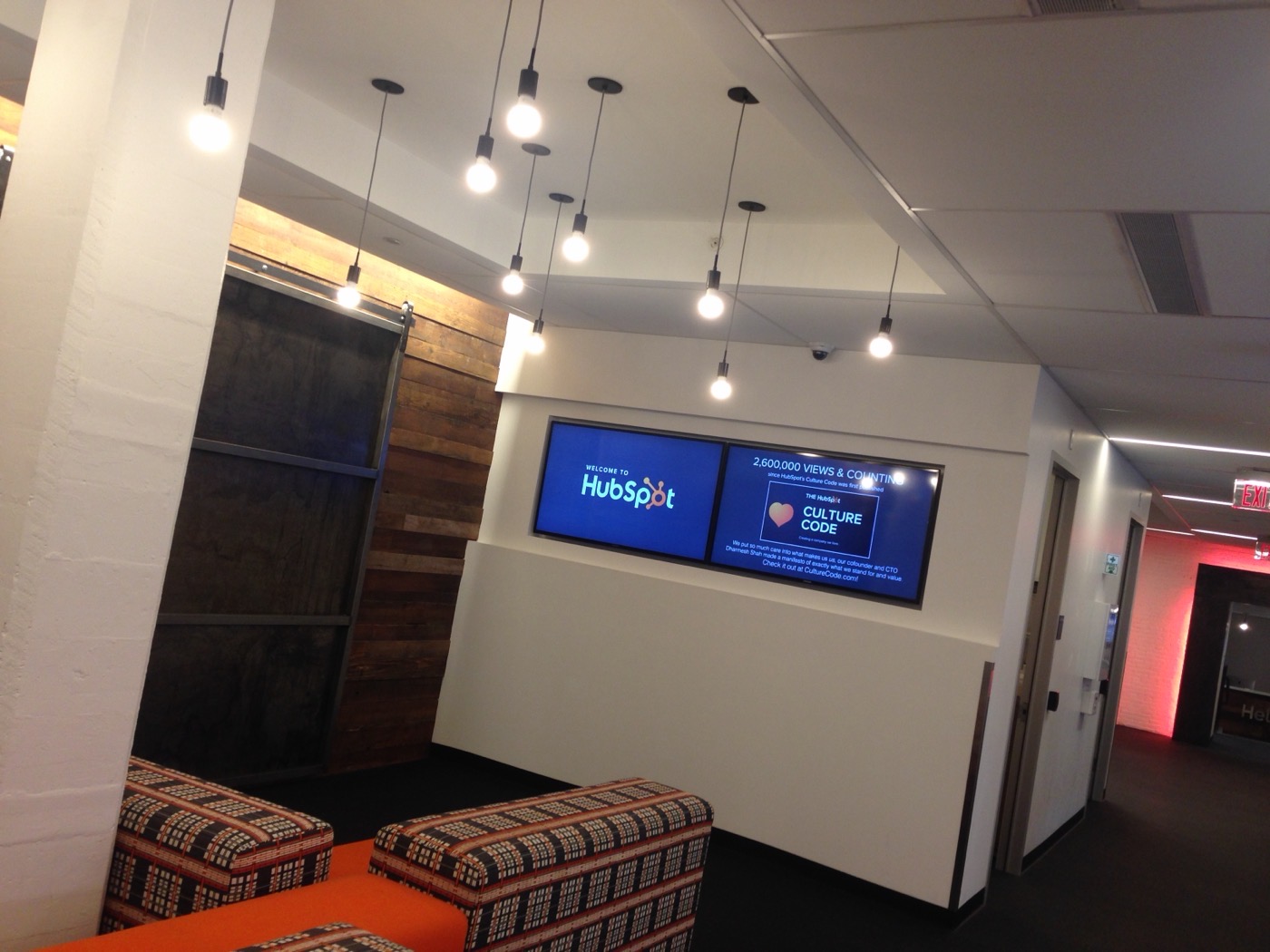 The HubSpot Culture Code display in the office lobby